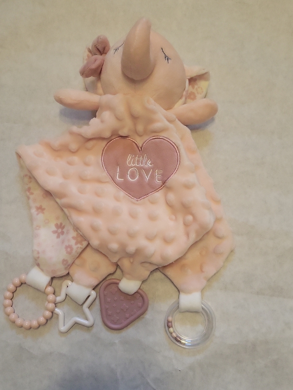 Peach 'Little Love' elephant security blanket